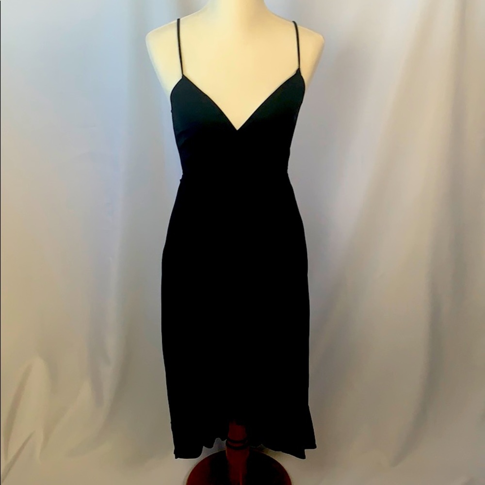 BCBGMAXAZRIA Black Ruffled Wrap Dress Medium